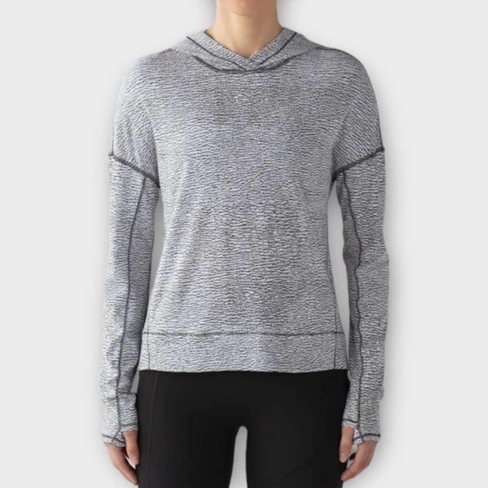 Lululemon Squad Goals Sheer White & Black Luon Pebble Jacquard Hoodie Size 4